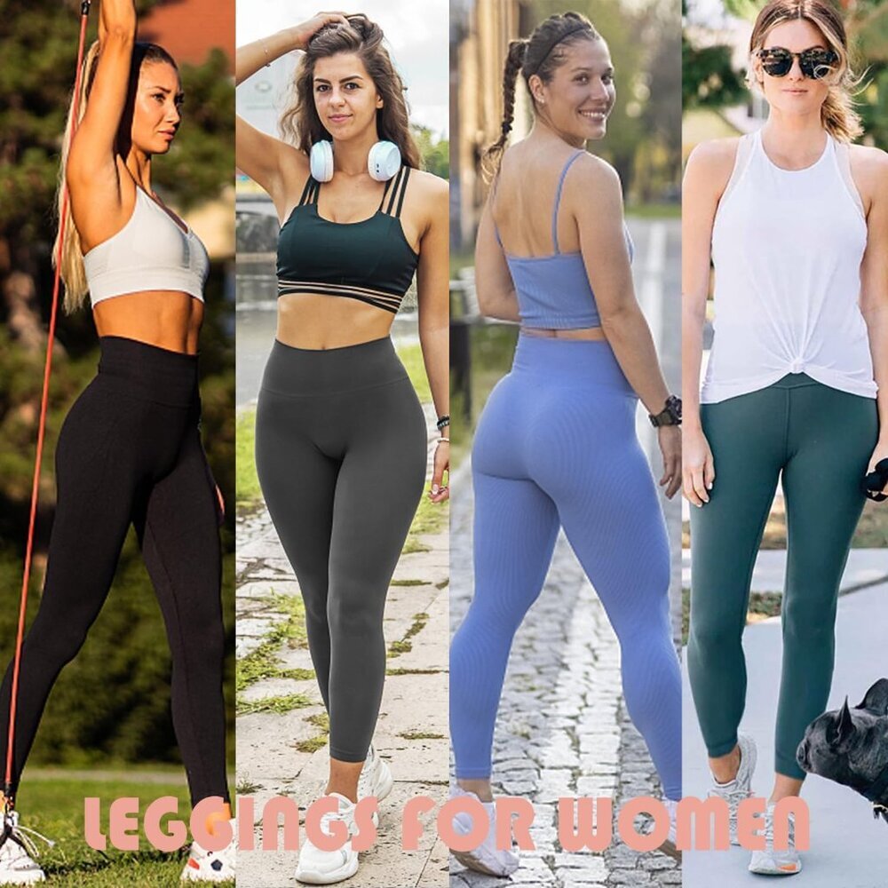 7 Pack High Waisted Leggings for Women Tummy Control Soft Workout Yoga Pants Ful - Picture 4 of 5